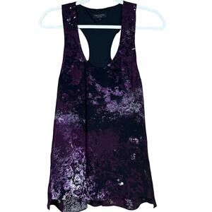 Rag & Bone Silk Racerback Tank Top Galaxy Print Purple Marble Size Small